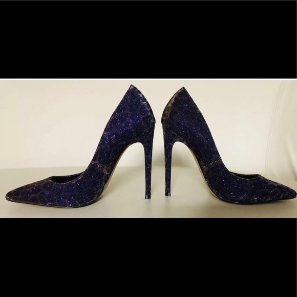 Aldo Hanrietta Sequins Pump Party shoes size 5 Sequins Purple Gold Leopard print - Picture 14 of 14